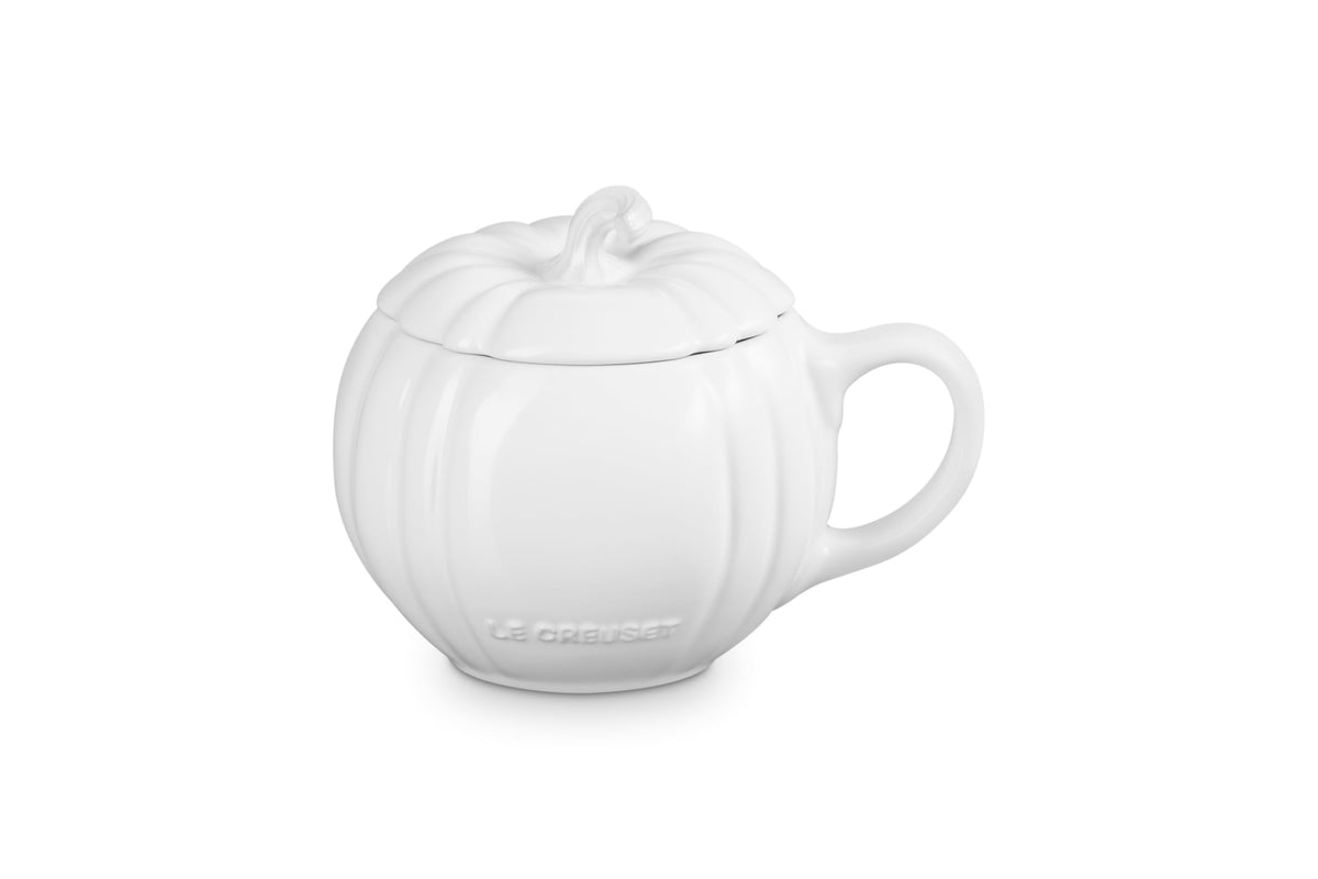 Le Creuset Stoneware Pumpkin Mug with Lid, 14 oz., Persimmon