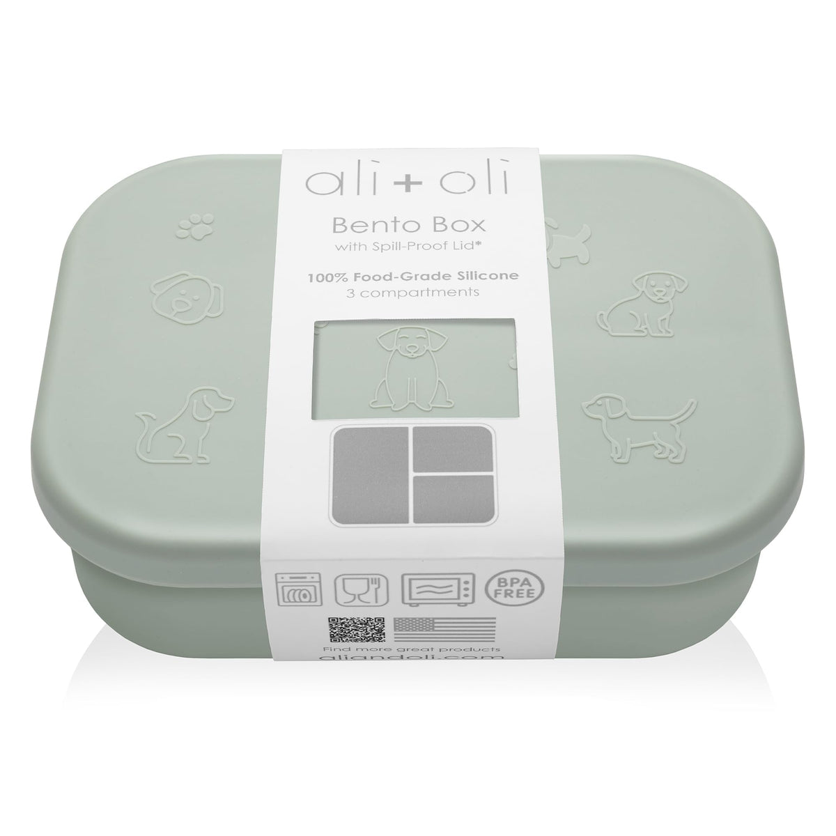 Ali+Oli Silicone Bento Box for Kids, Lunch Container for Toddler Daycare