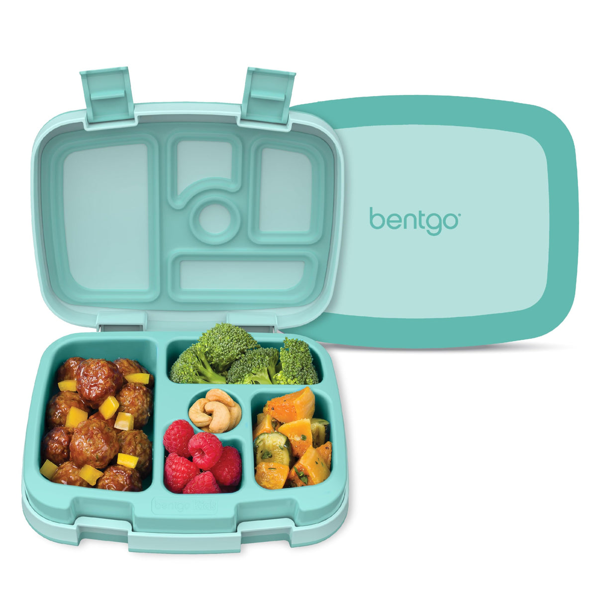 Bentgo Kids Bento-Style 5-Compartment Leak-Proof Lunch Box - Just-Right Portions Ages 3-7, Durable, Drop-Proof, Dishwasher Safe, PFAS & BPA-Free & Made with Food-Safe Materials (Petal Pink Glitter)