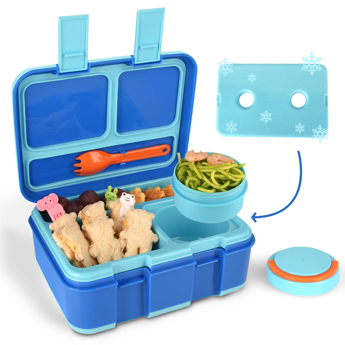 Genteen Bento Box for Kids, Kids Lunch Box with 3 Removable Compartments, Toddler Lunch Box for Daycare, School, Ideal Portion Size for Ages 3 to 7 BPA-Free Dishwasher Safe-Green - Purple