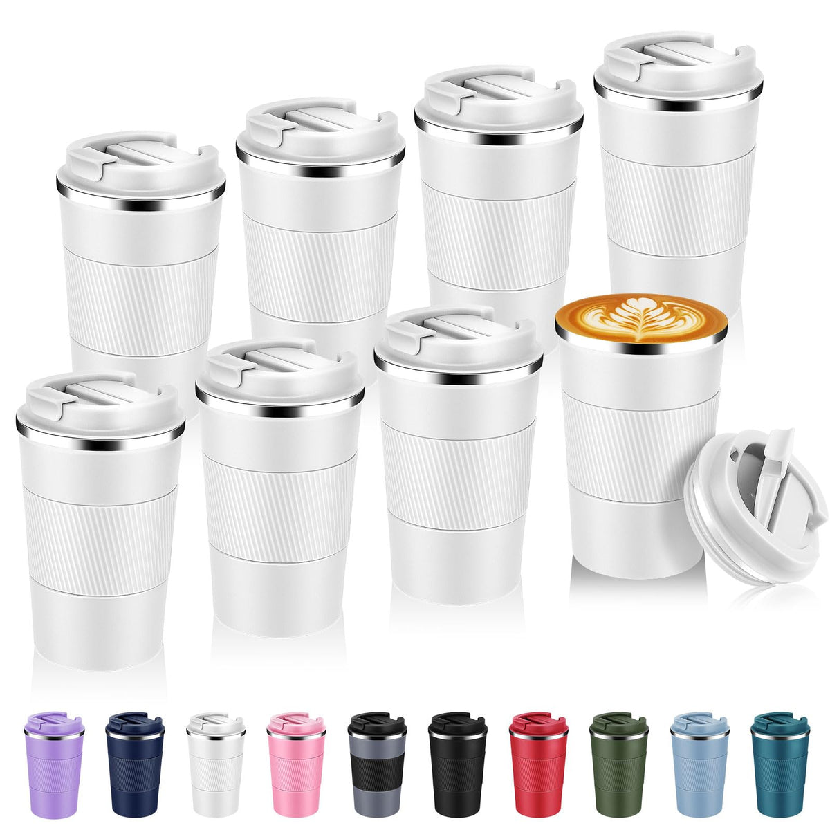 Volhoply 13 oz Stainless Steel Insulated Travel Coffee Cup with Fip Lid,Reusable Double Wall Vacuum Metal Coffee Mug,Portable to Go Leak Proof Cafe Mugs for Hot & Cold Drinks(Pink,1)