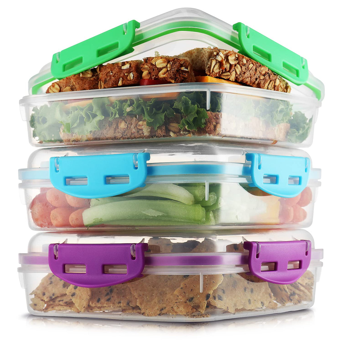 Tafura 2 Pack Sandwich Containers with Lids, BPA-Free, Black