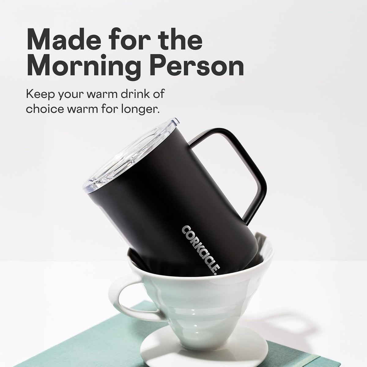 Corkcicle Coffee Mug 16 oz Triple Insulated with Handle, Desert