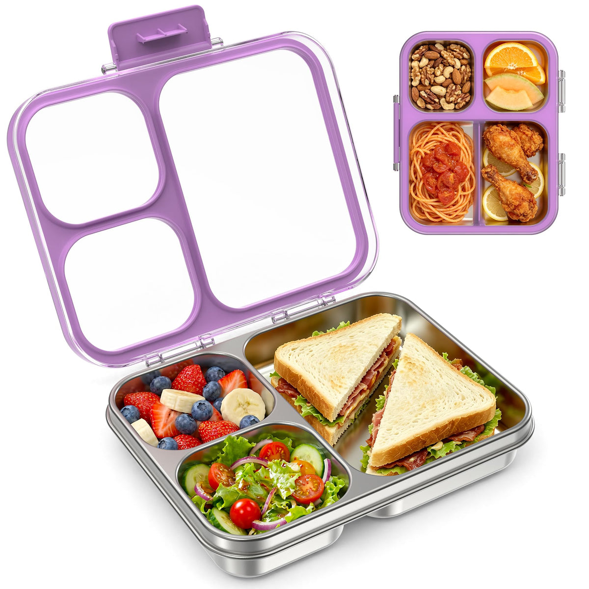 LOHASOK Stainless Steel Bento Lunch Box, 800ml, Blue
