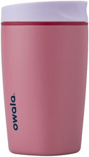 Owala SmoothSip Slider Stainless Steel Insulated Travel Mug with Handle, 100% Leak Proof, For Hot and Cold Drinks, Travel Friendly with Sliding Lock Lid, 12oz, BPA Free, Leak Proof, Pucker Up