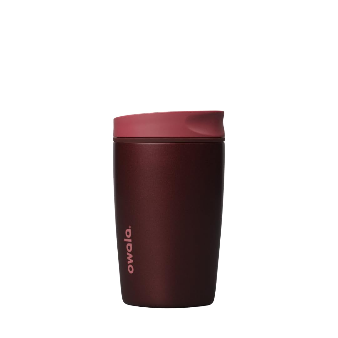 Owala SmoothSip Slider Stainless Steel Insulated Travel Mug with Handle, 100% Leak Proof, For Hot and Cold Drinks, Travel Friendly with Sliding Lock Lid, 12oz, BPA Free, Leak Proof, Pucker Up
