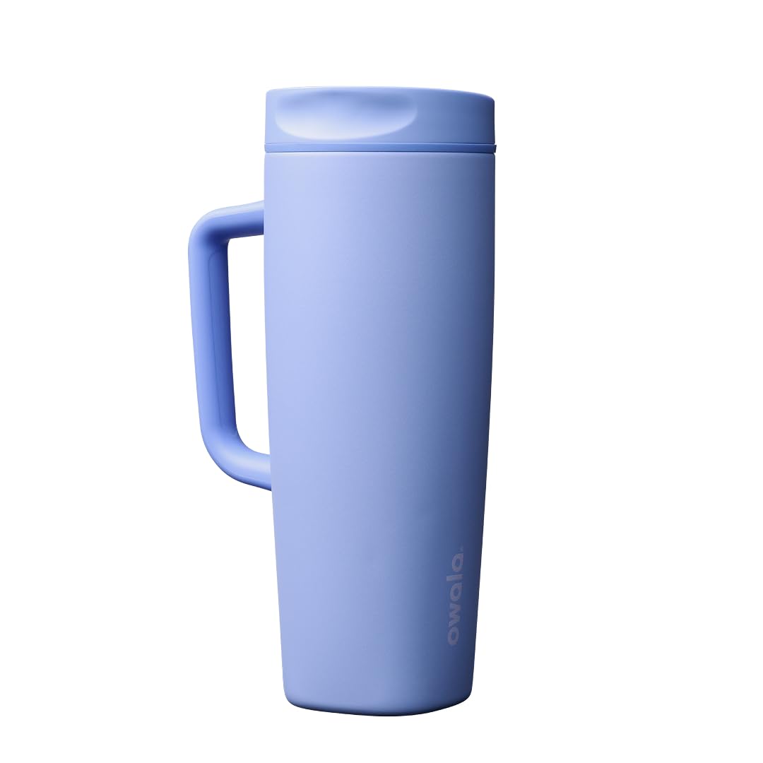 Owala SmoothSip Slider Stainless Steel Insulated Travel Mug with Handle, 100% Leak Proof, For Hot and Cold Drinks, Travel Friendly with Sliding Lock Lid, 12oz, BPA Free, Leak Proof, Pucker Up