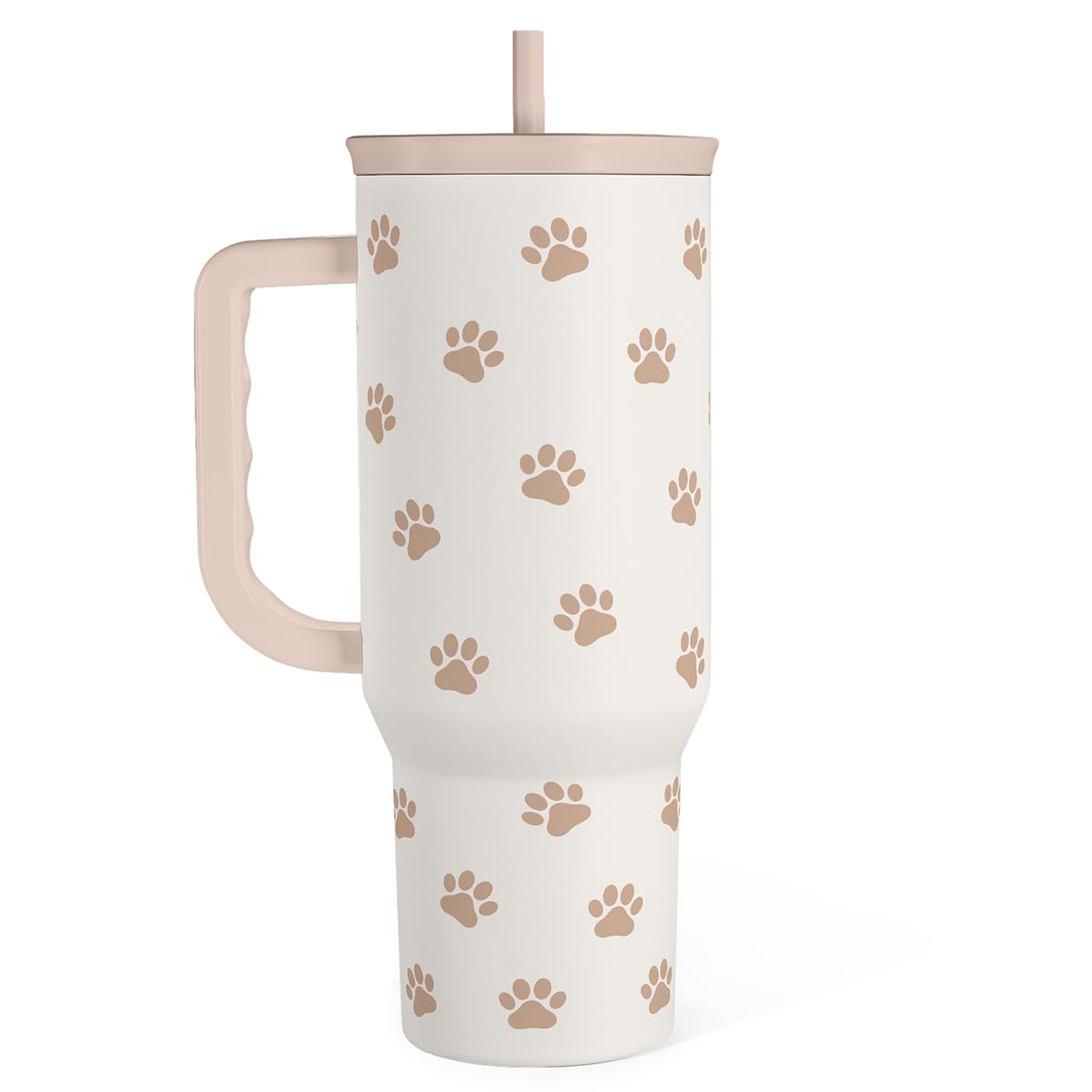 SANDJEST Bow Tumbler with Handle 40oz, Stainless Steel Insulated Tumblers Coffee Travel Cup with Slider Straw Lid, Gifts for Women Teen Girls Birthday