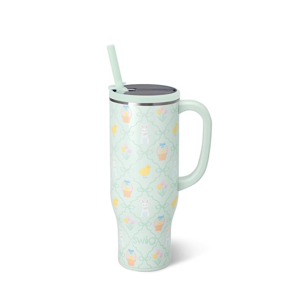 Swig Life 40oz Leakproof Mega Mug with Handle & Straw, Hydrangeas