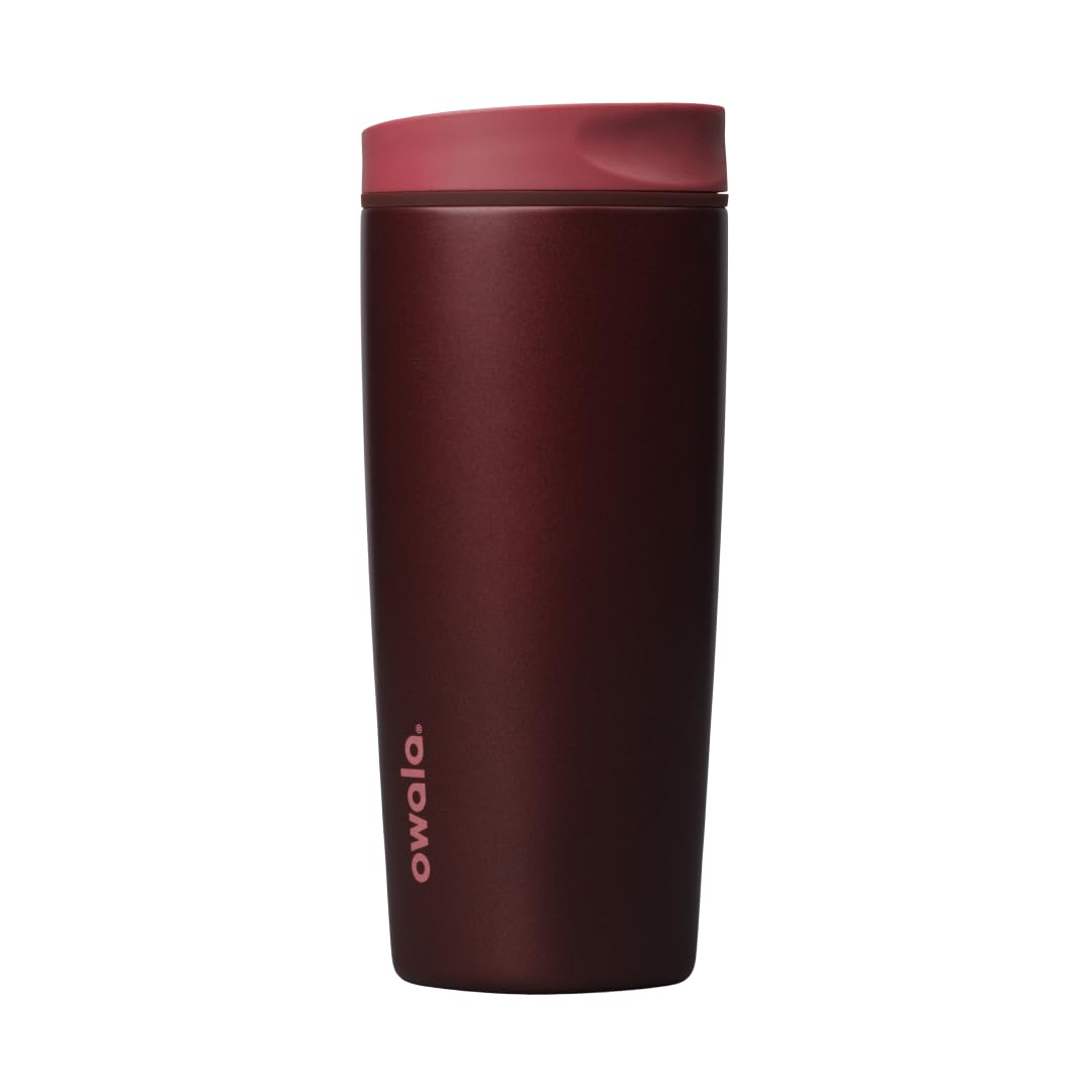 Owala SmoothSip Slider Stainless Steel Insulated Travel Mug with Handle, 100% Leak Proof, For Hot and Cold Drinks, Travel Friendly with Sliding Lock Lid, 12oz, BPA Free, Leak Proof, Pucker Up