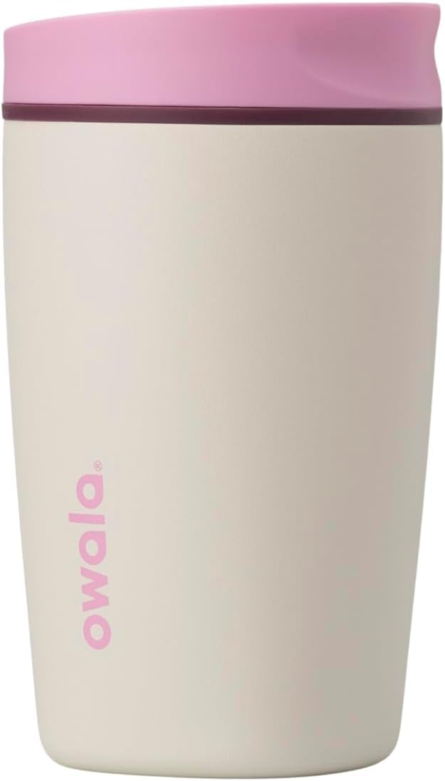 Owala SmoothSip Slider Stainless Steel Insulated Travel Mug with Handle, 100% Leak Proof, For Hot and Cold Drinks, Travel Friendly with Sliding Lock Lid, 12oz, BPA Free, Leak Proof, Pucker Up