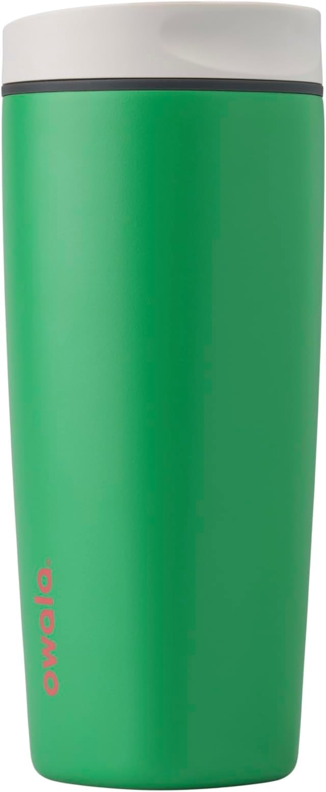 Owala SmoothSip Slider Stainless Steel Insulated Travel Mug with Handle, 100% Leak Proof, For Hot and Cold Drinks, Travel Friendly with Sliding Lock Lid, 12oz, BPA Free, Leak Proof, Pucker Up