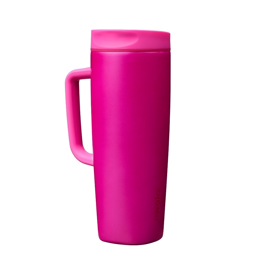 Owala SmoothSip Slider Stainless Steel Insulated Travel Mug with Handle, 100% Leak Proof, For Hot and Cold Drinks, Travel Friendly with Sliding Lock Lid, 12oz, BPA Free, Leak Proof, Pucker Up