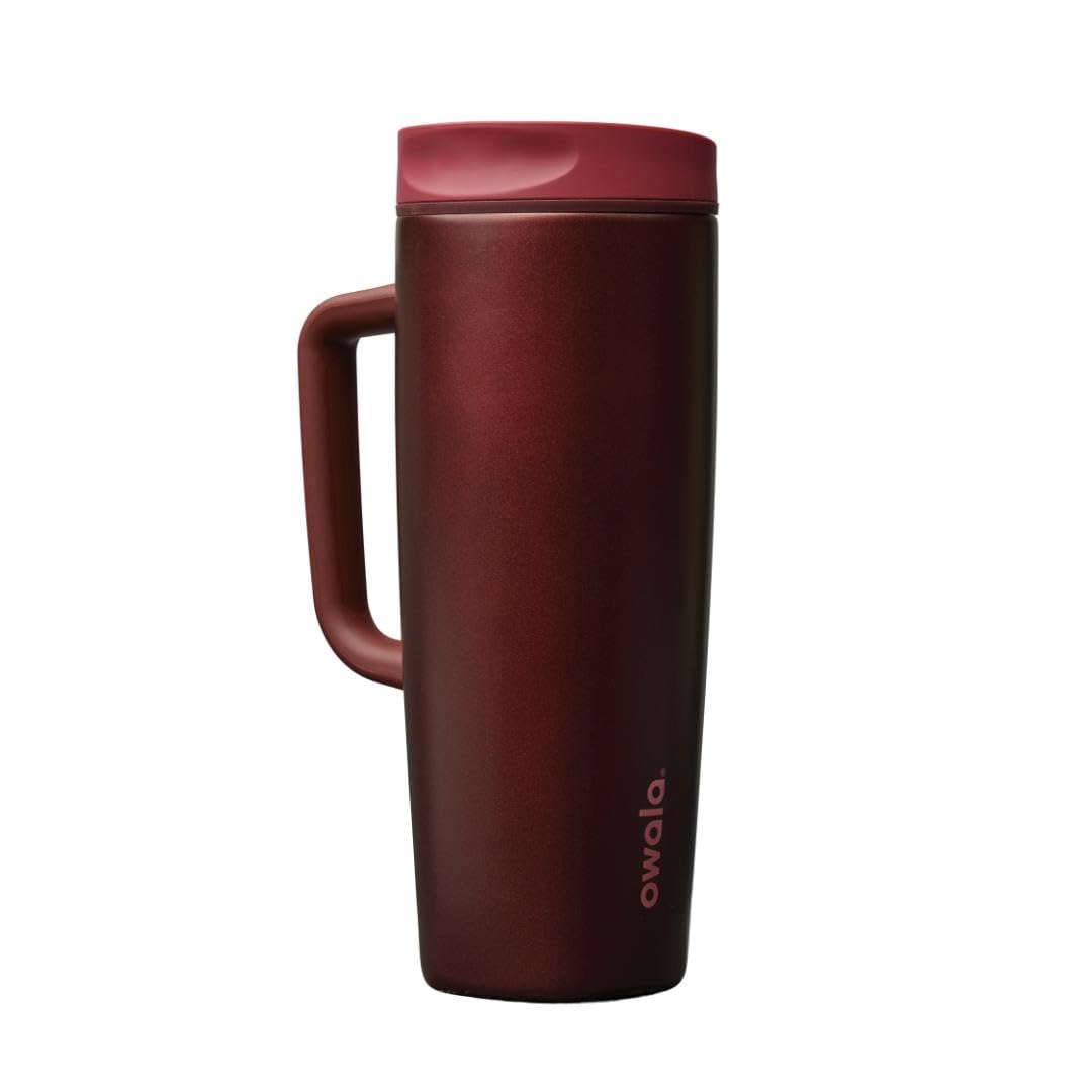 Owala SmoothSip Slider Stainless Steel Insulated Travel Mug with Handle, 100% Leak Proof, For Hot and Cold Drinks, Travel Friendly with Sliding Lock Lid, 12oz, BPA Free, Leak Proof, Pucker Up