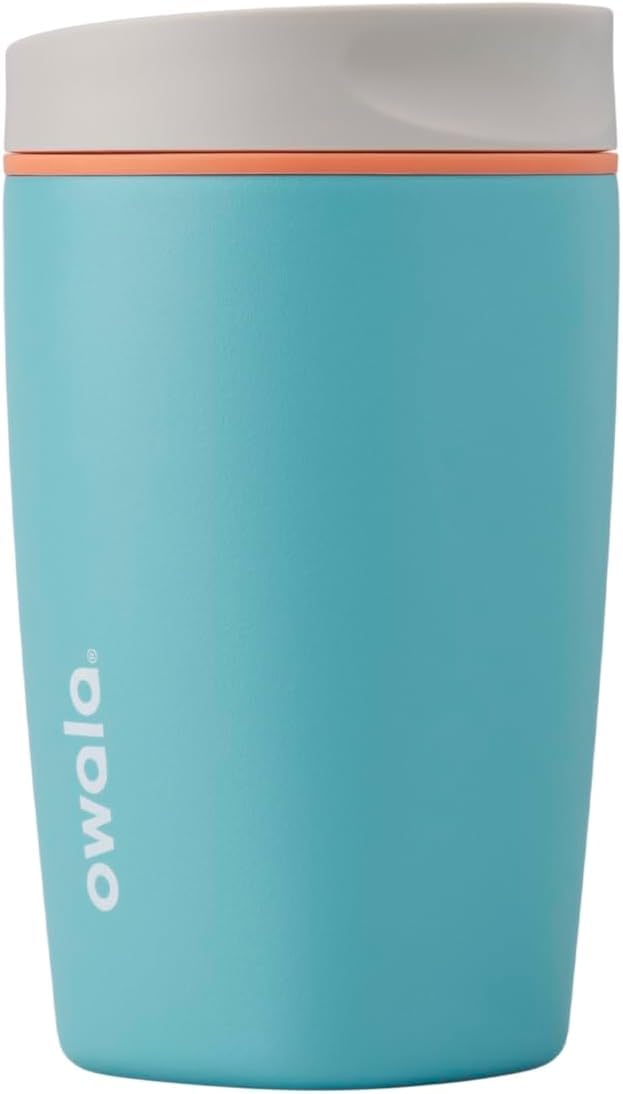 Owala SmoothSip Slider Stainless Steel Insulated Travel Mug with Handle, 100% Leak Proof, For Hot and Cold Drinks, Travel Friendly with Sliding Lock Lid, 12oz, BPA Free, Leak Proof, Pucker Up