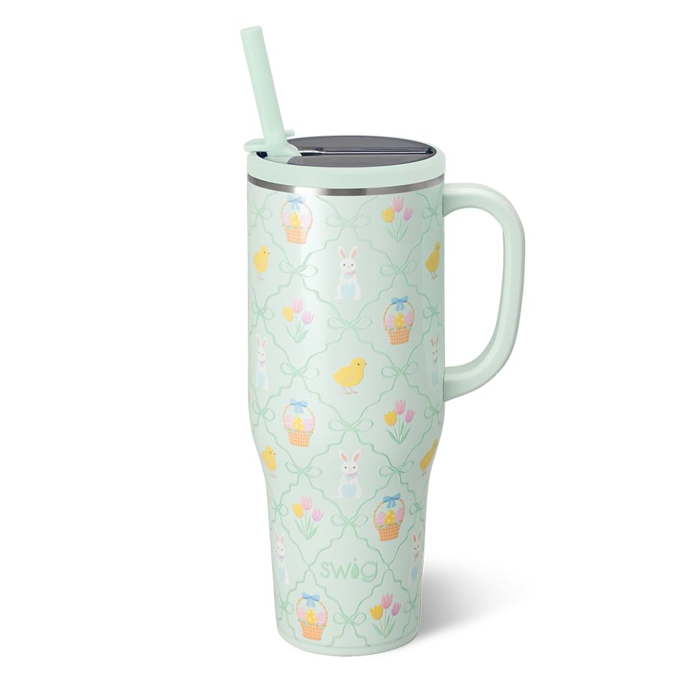 Swig Life 40oz Leakproof Mega Mug with Handle & Straw, Hydrangeas