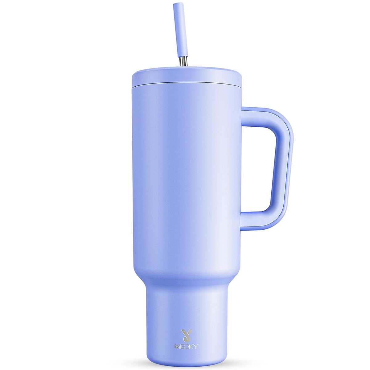Meoky 40oz Tumbler with Handle, Leak-proof Lid and Straw, Insulated Coffee Mug Stainless Steel Travel Mug, Keeps Cold for 34 Hours or Hot for 10 Hours (Night)