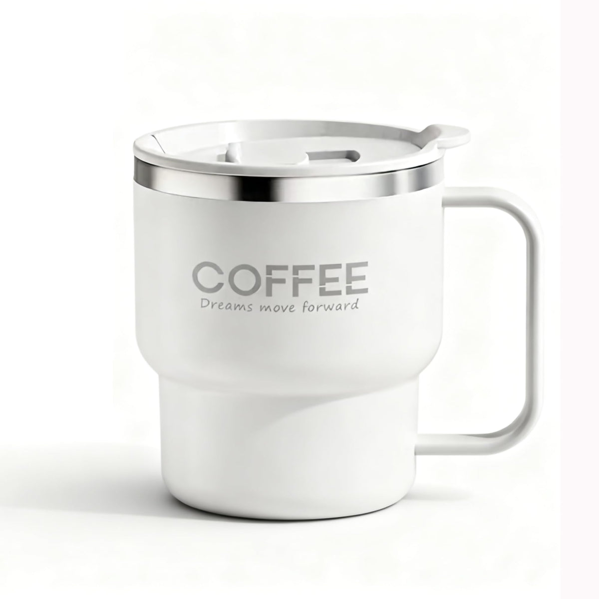12 oz Insulated Coffee Mug with Lid and Handle, Double Wall Vacuum Insulated, Stainless Steel, Travel Cup for Hot or Cold Drinks