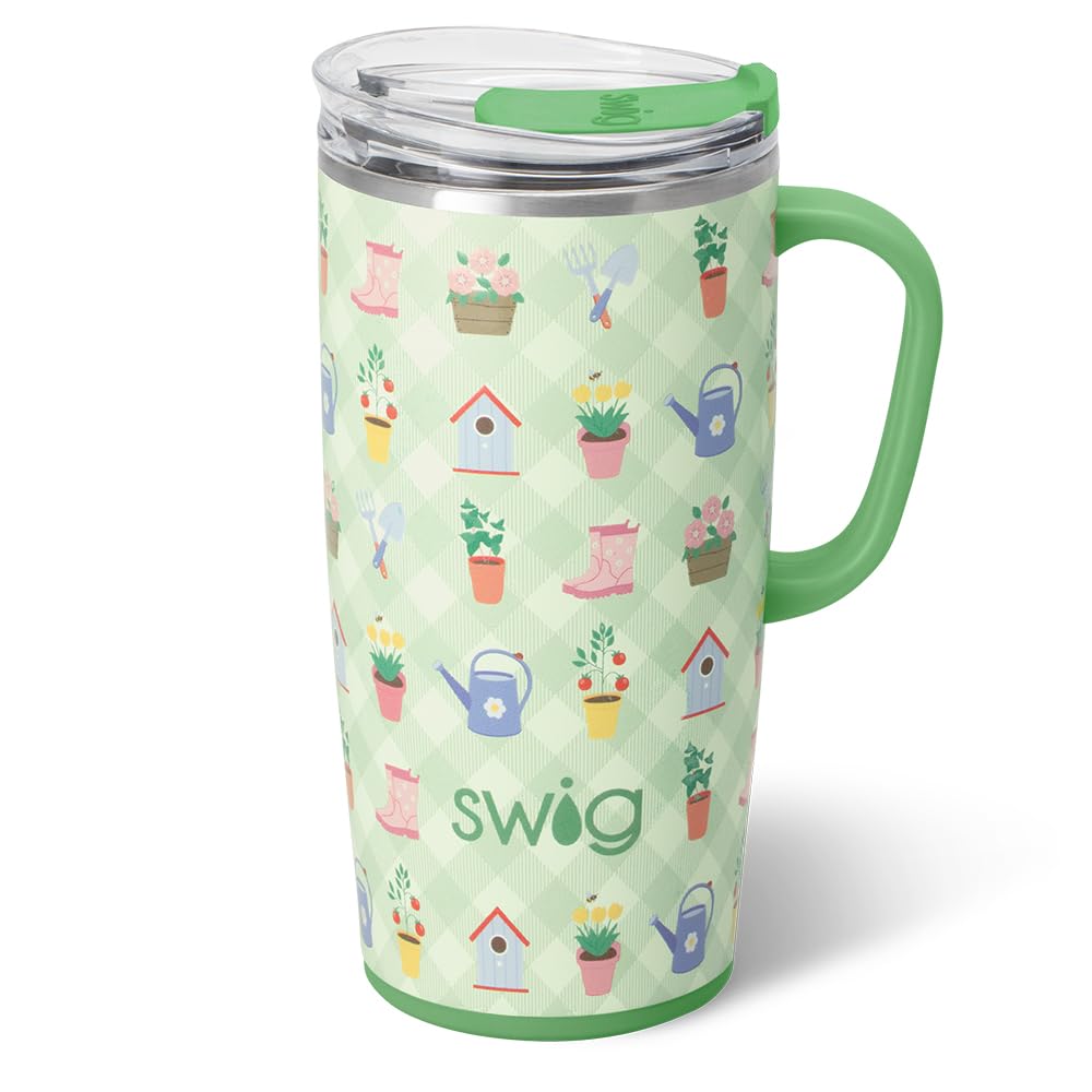 Swig Life 40oz Leakproof Mega Mug with Handle & Straw, Hydrangeas