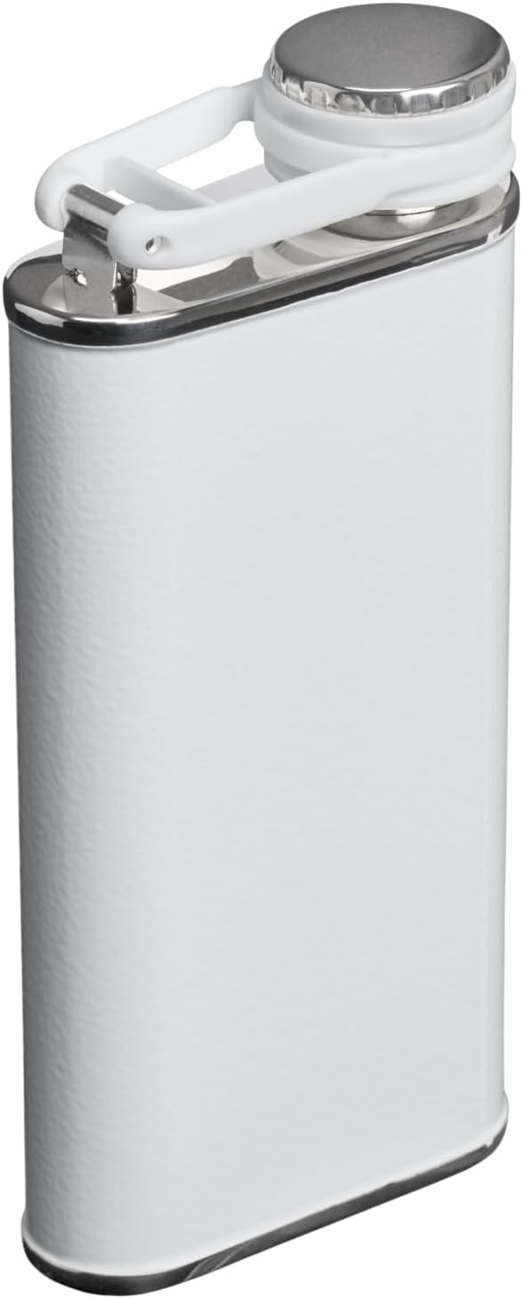 Stanley Classic Easy Fill Wide Mouth Flask 8 oz | Leakproof Hip Flask | Hinge Connected Never Lose Cap | Insulated Stainless Steel Liquor Container | BPA-Free | Hammertone Frost