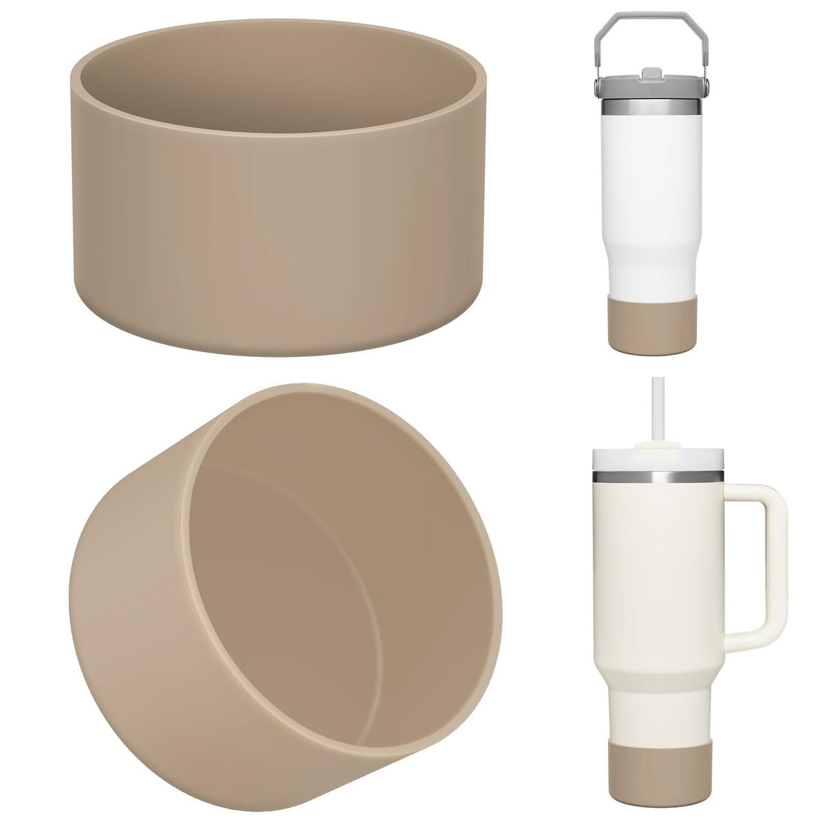 Airboat Upgrade 2PCS Protective Silicone Boot Bumper for Stanley Quencher Adventure 40oz 30oz 20oz Tumbler, Water Bottle Bottom Sleeve Cover Accessories for Stanley Mug Cup(Clear)