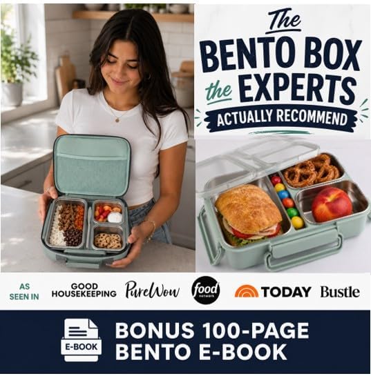 kinsho BIG Bento Lunch Box & Bag, Stainless Steel - Adults Teens Kids Green