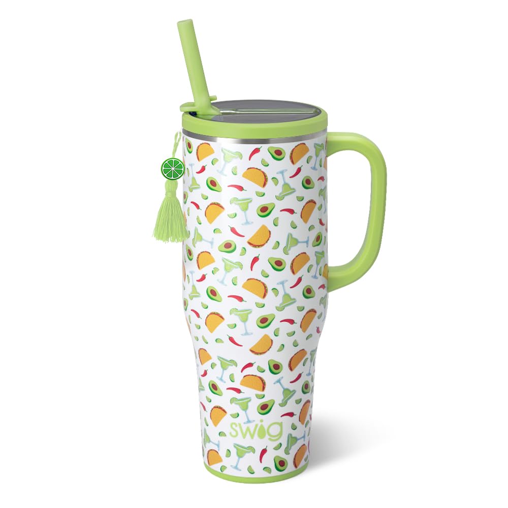 Swig Life 40oz Leakproof Mega Mug with Handle & Straw, Hydrangeas