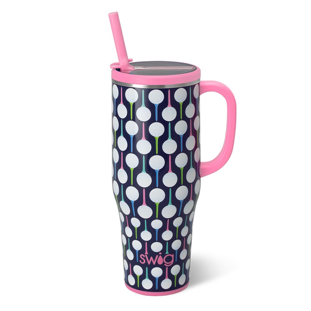 Swig Life 40oz Leakproof Mega Mug with Handle & Straw, Hydrangeas