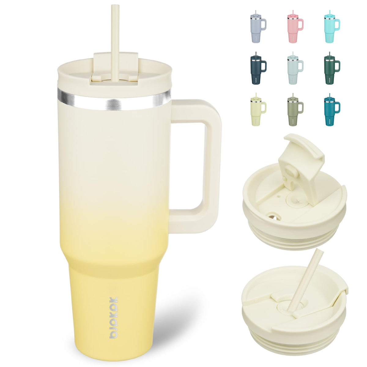 BJPKPK 30 oz Insulated Tumbler with Handle & Straw, Stainless Steel
