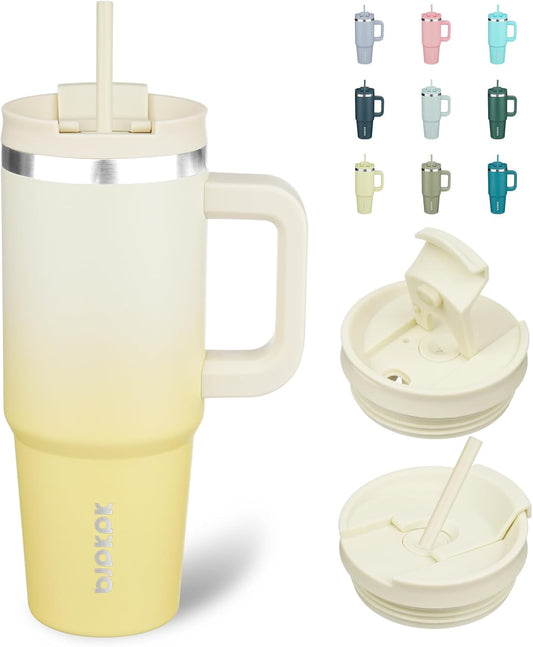 BJPKPK 30 oz Insulated Tumbler with Handle & Straw, Stainless Steel