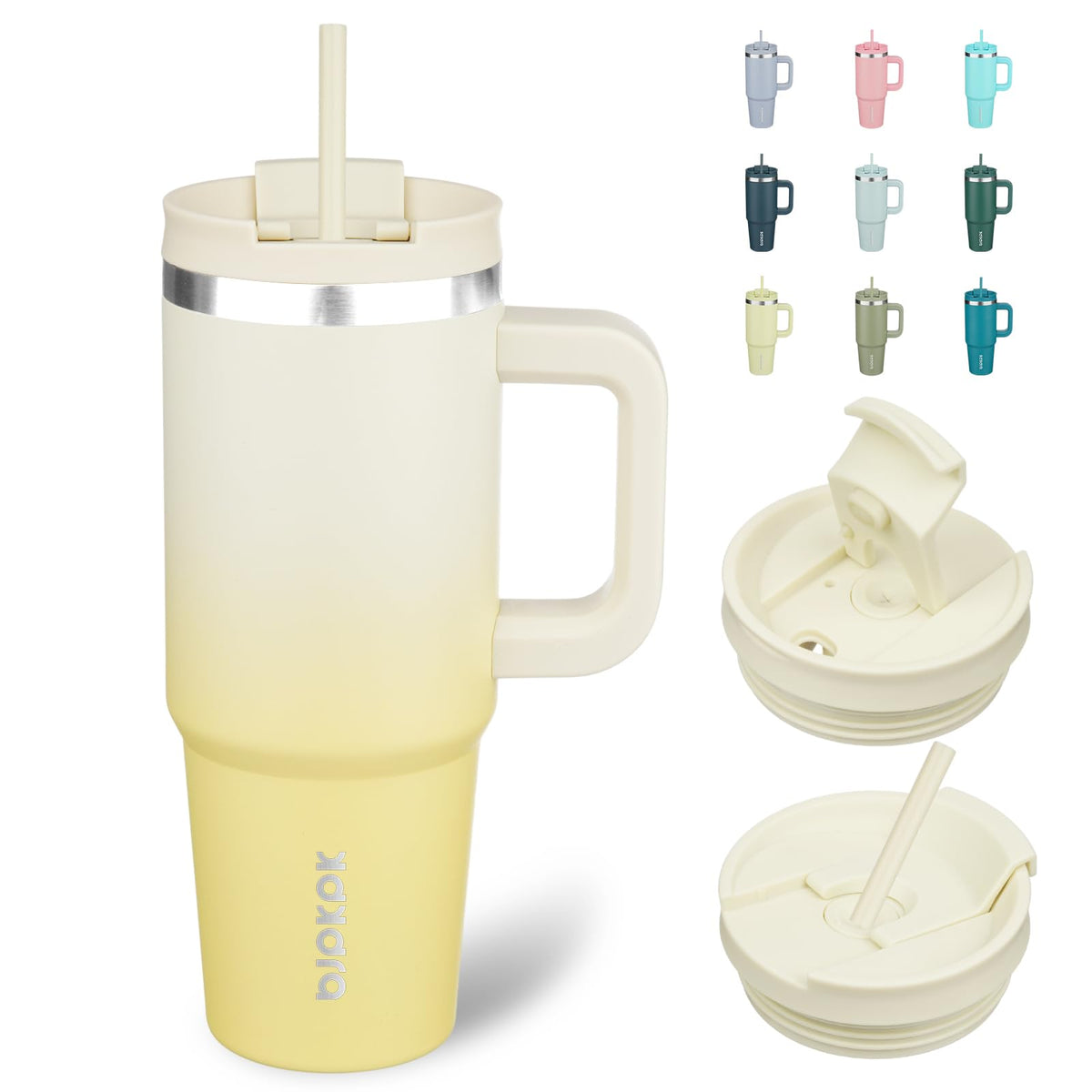 BJPKPK 30 oz Insulated Tumbler with Handle & Straw, Stainless Steel