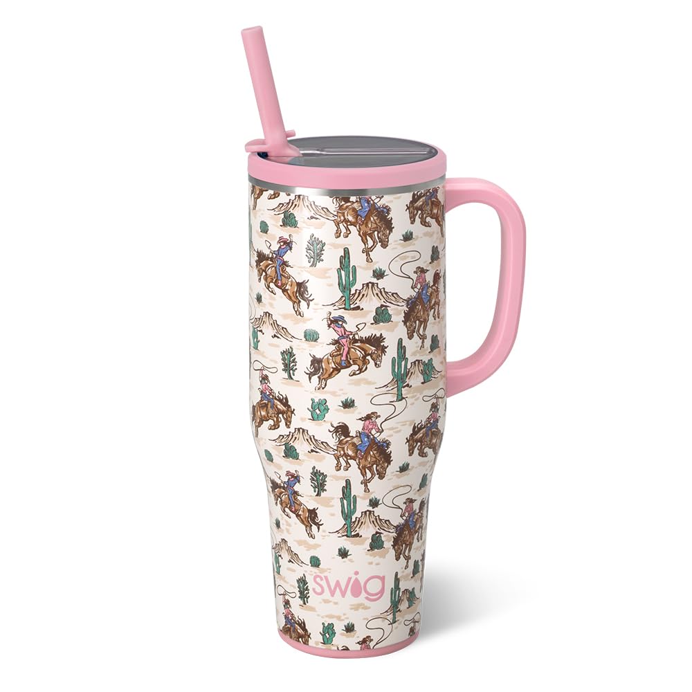 Swig Life 40oz Leakproof Mega Mug with Handle & Straw, Hydrangeas