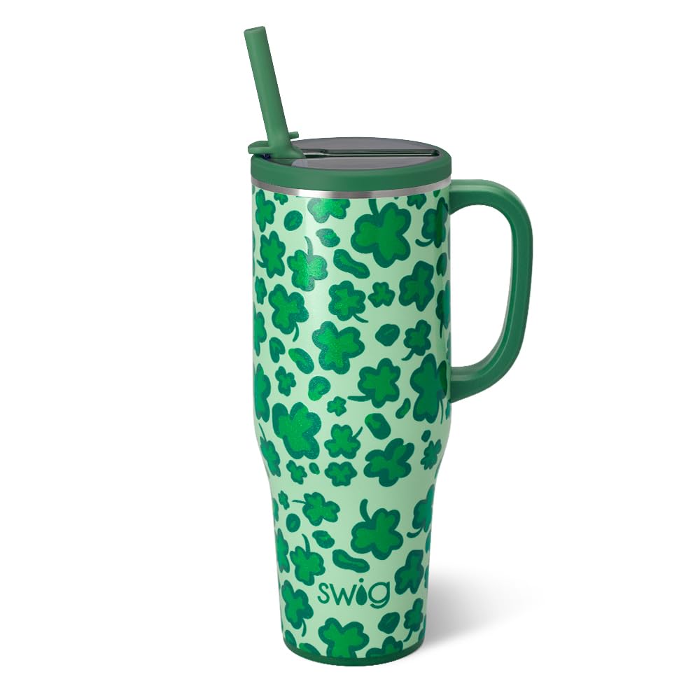 Swig Life 40oz Leakproof Mega Mug with Handle & Straw, Hydrangeas