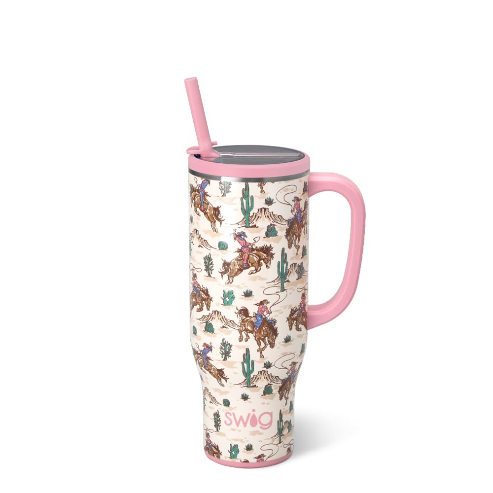 Swig Life 40oz Leakproof Mega Mug with Handle & Straw, Hydrangeas