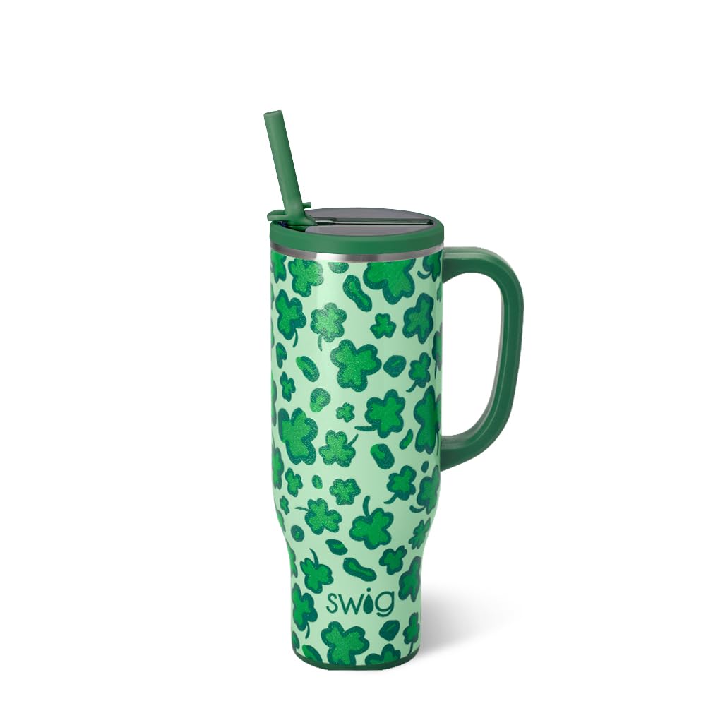 Swig Life 40oz Leakproof Mega Mug with Handle & Straw, Hydrangeas