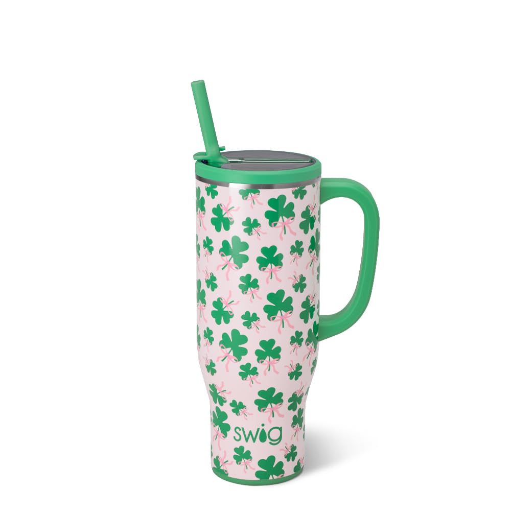 Swig Life 40oz Leakproof Mega Mug with Handle & Straw, Hydrangeas
