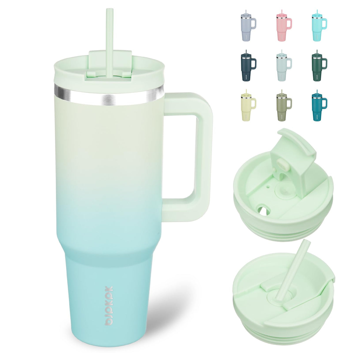 BJPKPK 30 oz Insulated Tumbler with Handle & Straw, Stainless Steel