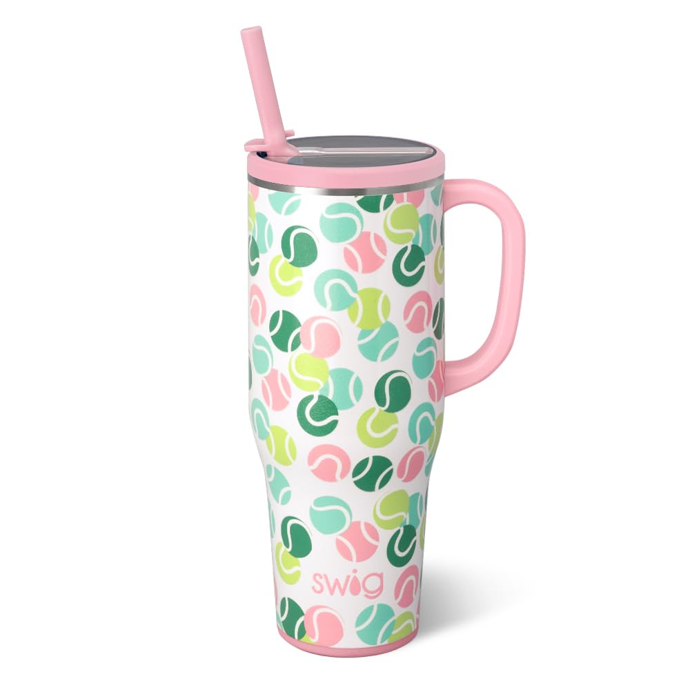 Swig Life 40oz Leakproof Mega Mug with Handle & Straw, Hydrangeas