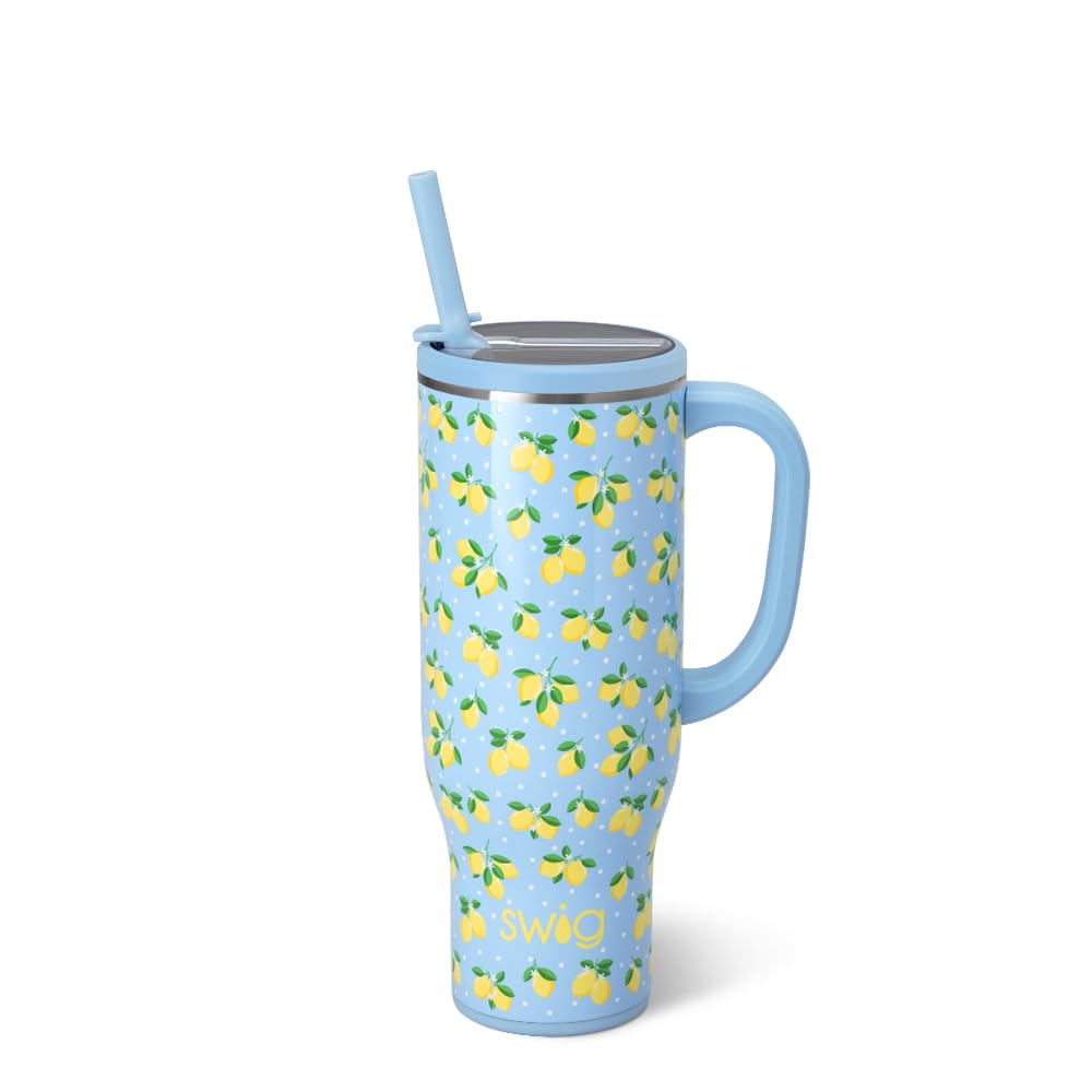 Swig Life 40oz Leakproof Mega Mug with Handle & Straw, Hydrangeas