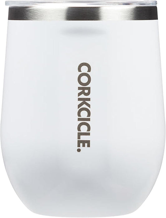 Corkcicle Stemless Wine Tumbler with Lid, 12oz, Gloss White
