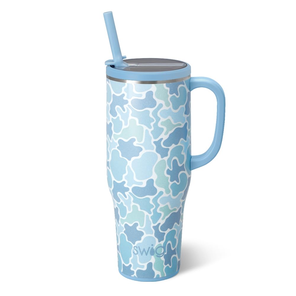 Swig Life 40oz Leakproof Mega Mug with Handle & Straw, Hydrangeas