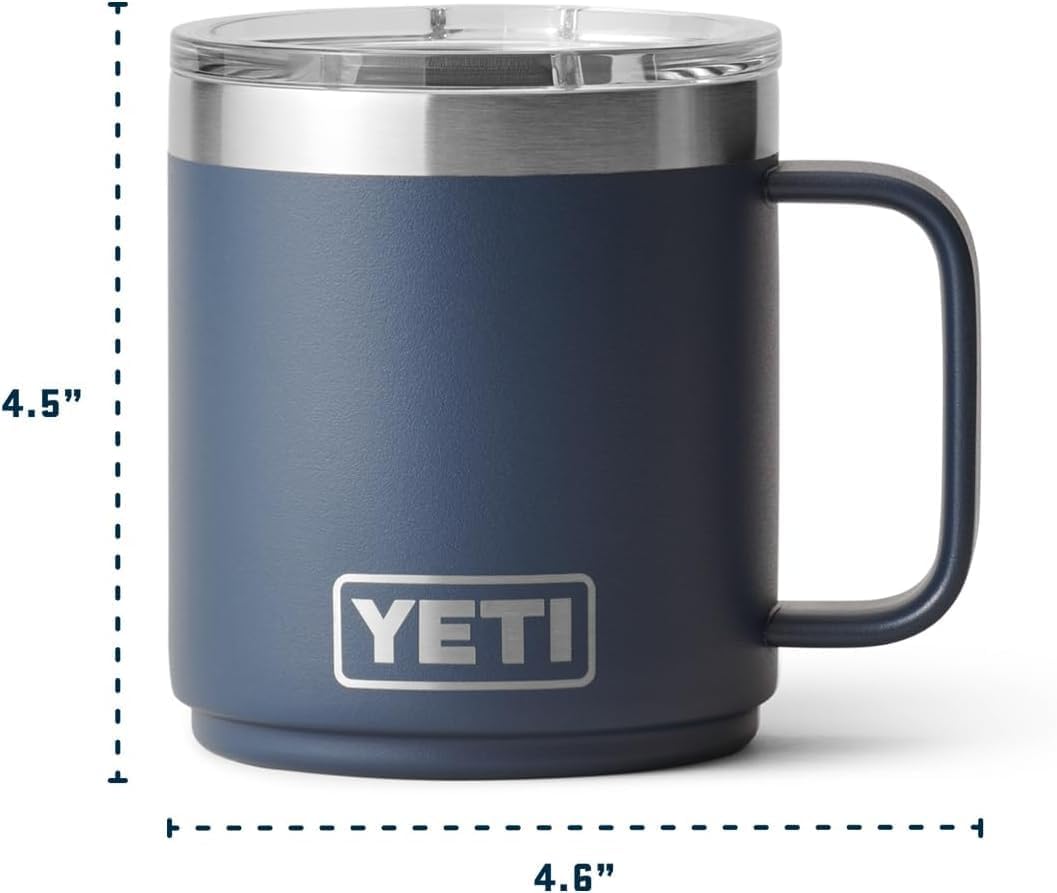 YETI Rambler 10 oz Ceramic Lined Stackable Mug, Vacuum Insulated, Stainless Steel with MagSlider Lid, Pampa Green