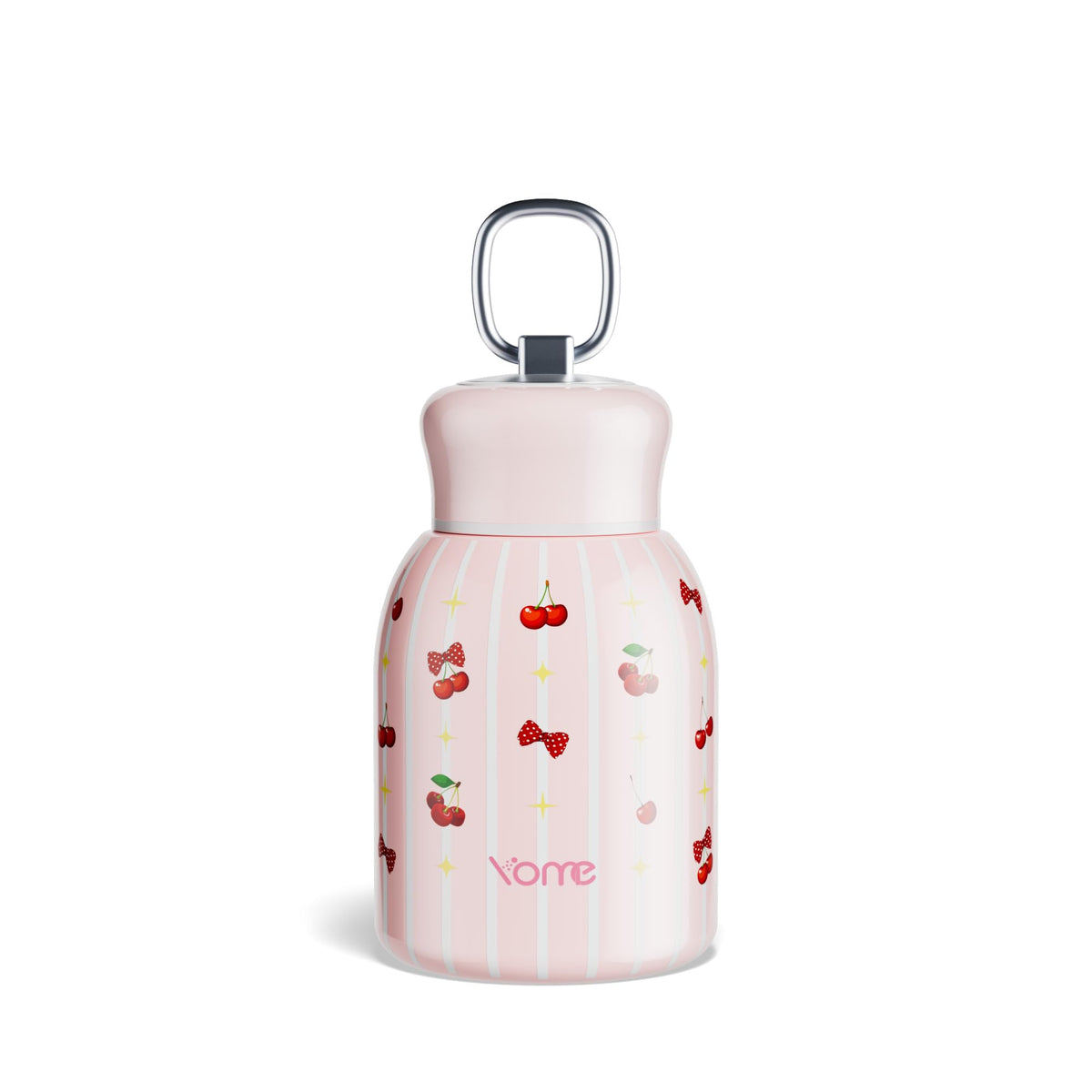 YOME 10oz Light Pink Insulated Mini Water Bottle with Lid & Lifting Loop for Women | Small Stainless Steel Cute Tumbler | Keeps Drinks Cold | Lightweight Gift Cup| Fits in Purse or Pocket