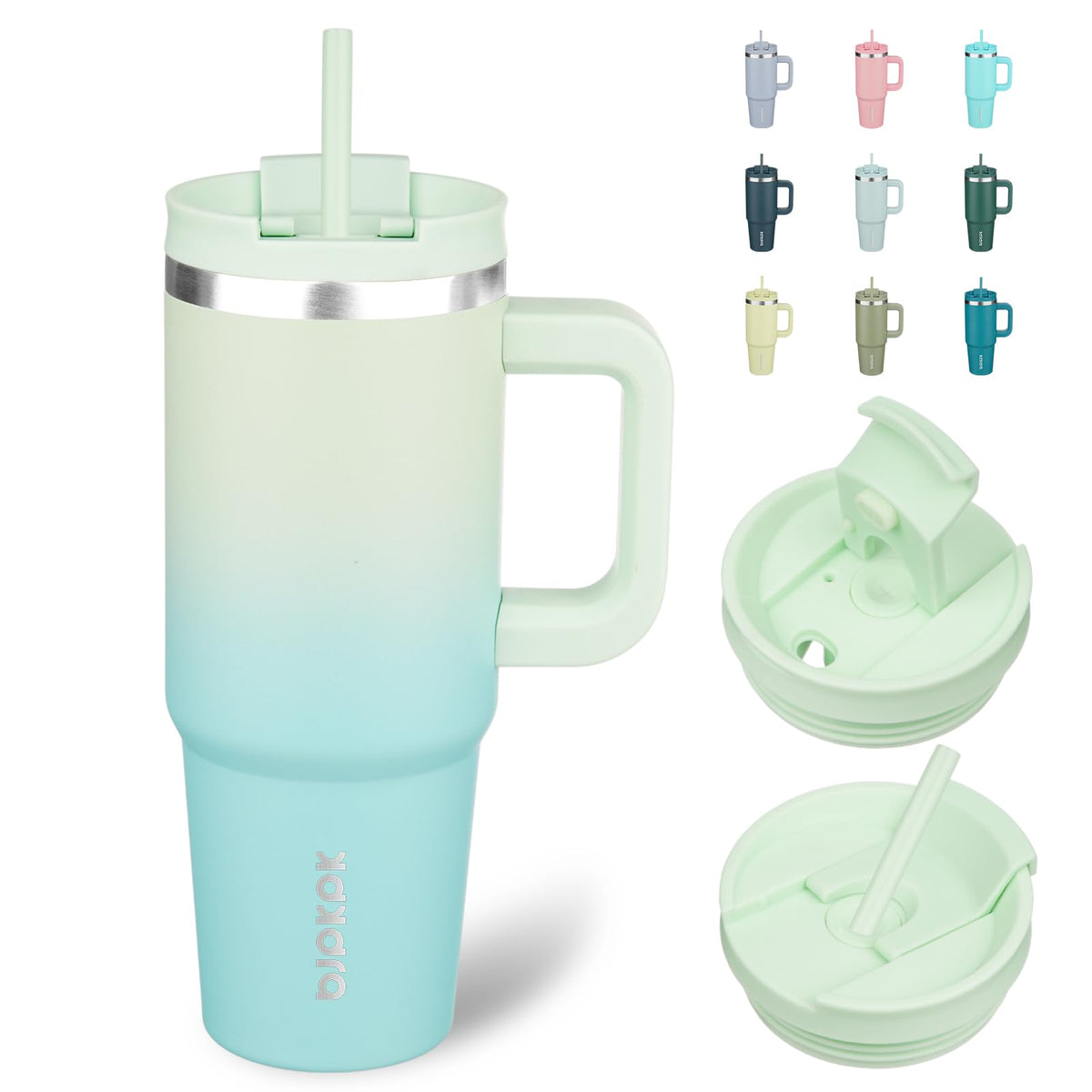 BJPKPK 30 oz Insulated Tumbler with Handle & Straw, Stainless Steel