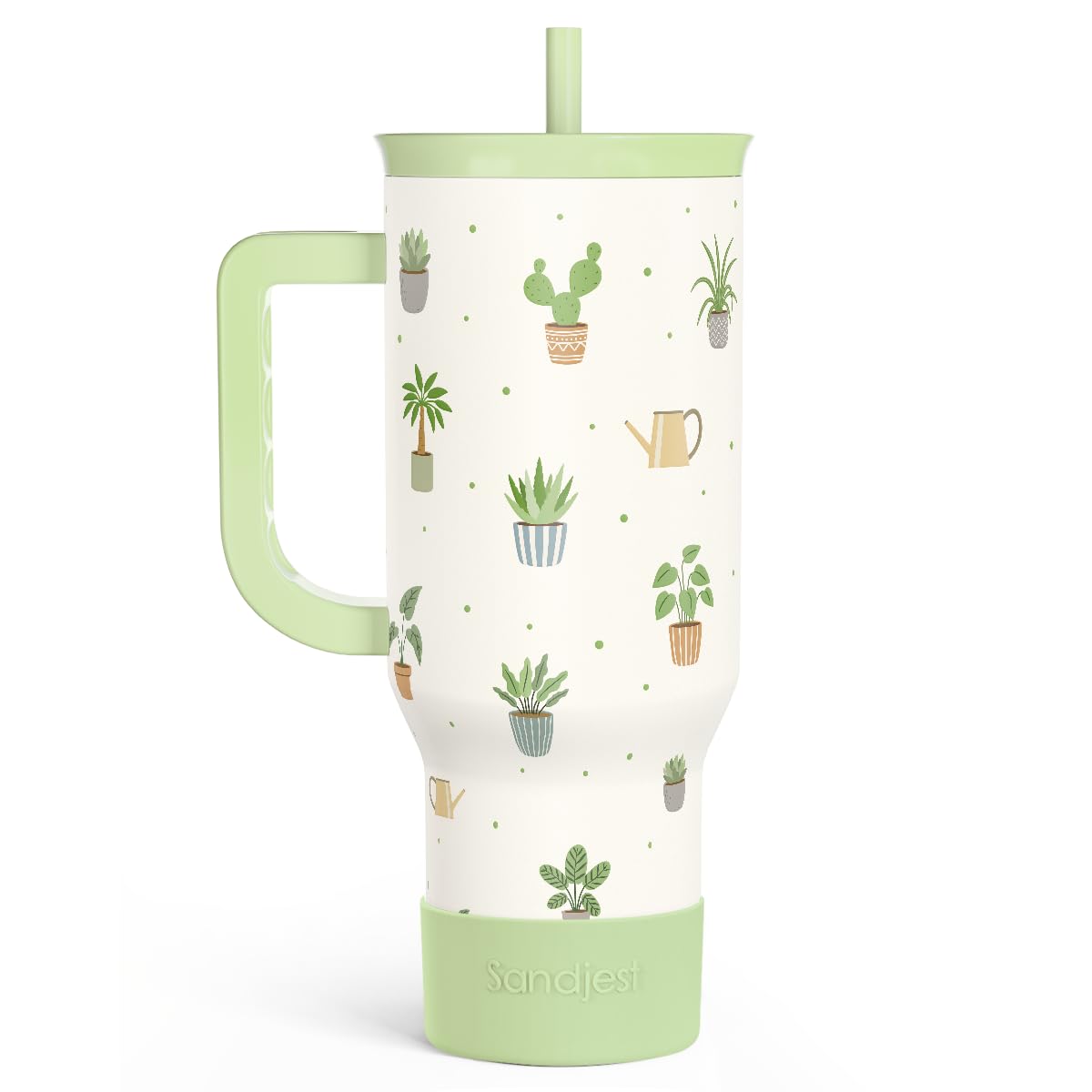 SANDJEST Bow Tumbler with Handle 40oz, Stainless Steel Insulated Tumblers Coffee Travel Cup with Slider Straw Lid, Gifts for Women Teen Girls Birthday