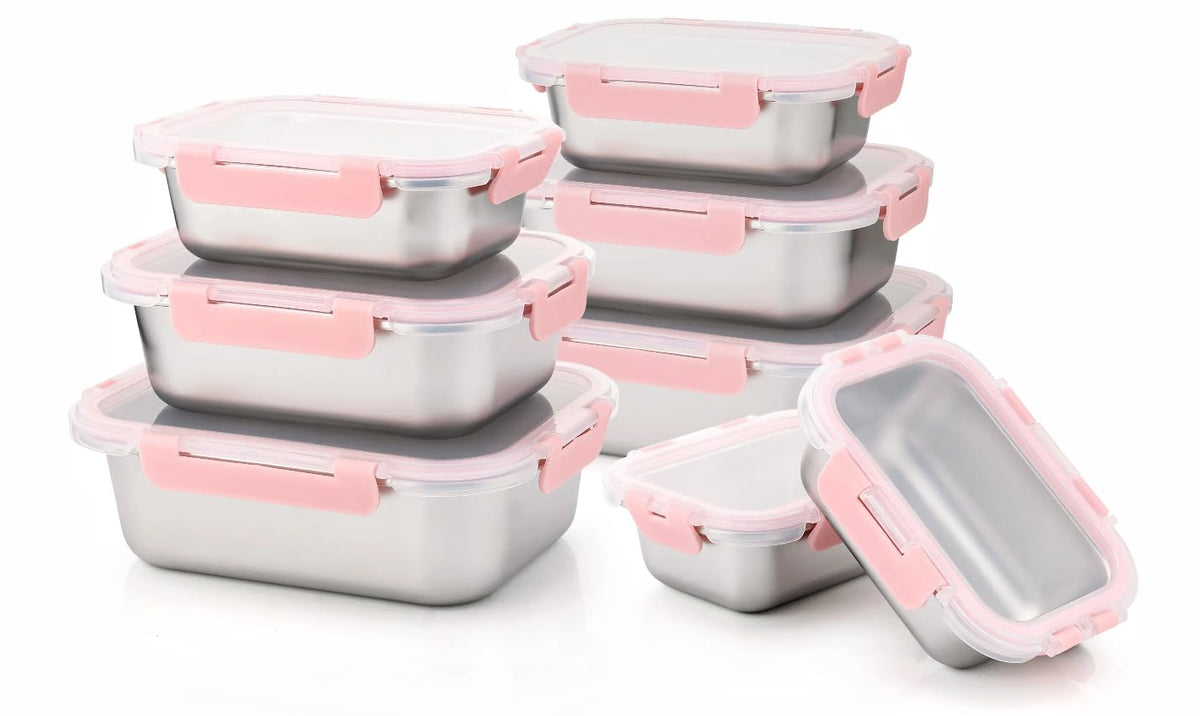 8 PCS Stainless Steel Lunch Box 4-Size Food Storage Containers with Lids