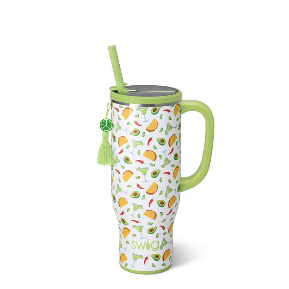 Swig Life 40oz Leakproof Mega Mug with Handle & Straw, Hydrangeas