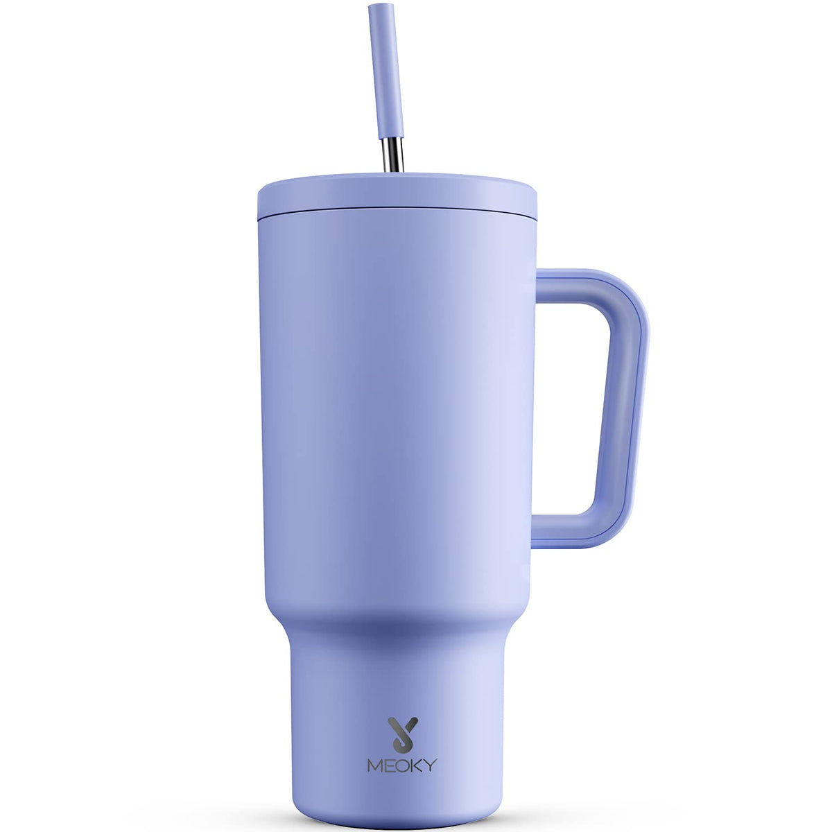 Meoky 40oz Tumbler with Handle, Leak-proof Lid and Straw, Insulated Coffee Mug Stainless Steel Travel Mug, Keeps Cold for 34 Hours or Hot for 10 Hours (Night)