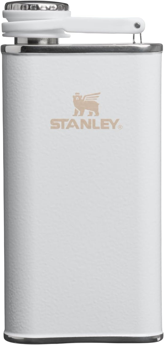 Stanley Classic Easy Fill Wide Mouth Flask 8 oz | Leakproof Hip Flask | Hinge Connected Never Lose Cap | Insulated Stainless Steel Liquor Container | BPA-Free | Hammertone Frost