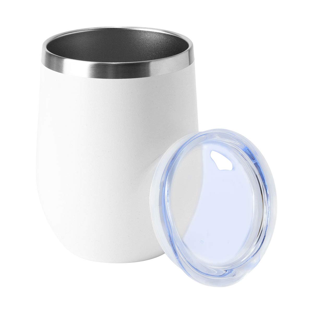 HASLE OUTFITTERS 12oz Wine Tumbler with Lid Stemless Wine Glasses Double Wall Vacuum Travel Mugs stainless steel Coffee Cup for Cold & Hot Drinks Wine Coffee Cocktails Beer 12 Pack White